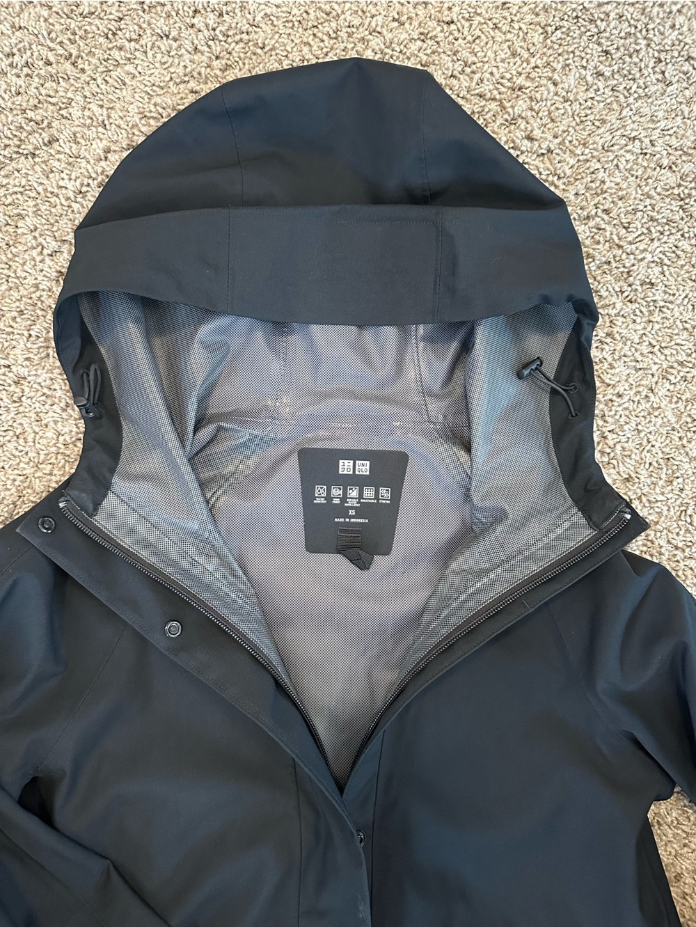 Uniqlo Women's Black Hooded Trench Coat - Picture 3 of 7